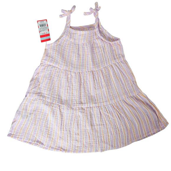 Cat & Jack Toddler Girls Sundress Dress 3T Lavender & Yellow Pinstripe Adorable - Picture 4 of 9